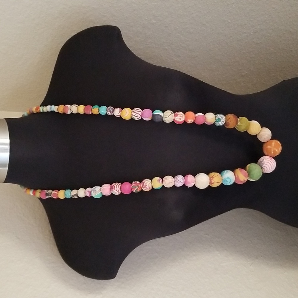 New Gold Fabric Bead Handmade Necklace